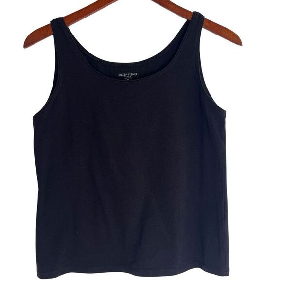 Eileen Fisher Womens Organic Cotton Stretch Scoop Neck Tank Top Dark Brown Sz PM - Picture 1 of 16
